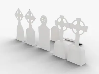 Tombstone Set Low Poly Game Asset Free Free low-poly 3D model