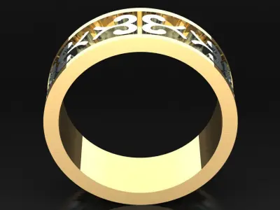 Light Gold Diamond Men Ring 2MR020 3D model