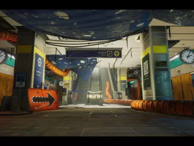 The Blue Metro 2029-Post Apocalyptic Metro-Subway Environment  Low-poly 3D model