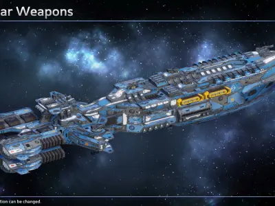 Spaceship Cruiser Kingsword Low-poly 3D model