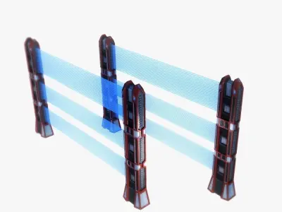 Energy fence pack 01 sci-fi low poly Low-poly 3D model