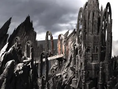 Gorgoroth Temple Fortress Ruins 3D model