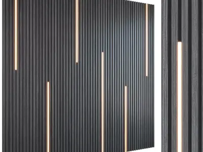 Flutted 3d panel with LED lights 3D model