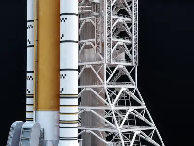  SLS Mobile Launcher Platform Crawler NASA Transporter With The Launchpad PBR 