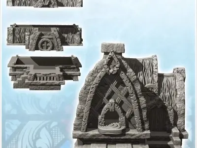 Medieval thatched house with raised door and access stairs 5 - M 3D print model