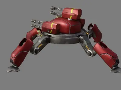Sci Fi Quad Bot - Low Poly - Game Ready - PBR Low-poly 3D model buy