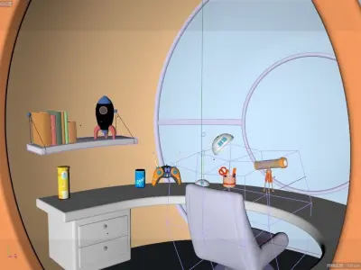 cartoon sci-fi bedroom 3D model