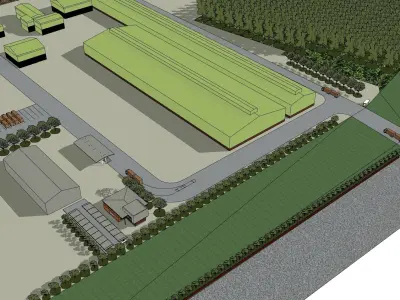 Wood chip factory 3D model