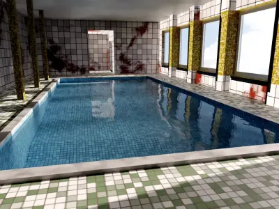 Dirty Public Swimming pool Low-poly 3D model