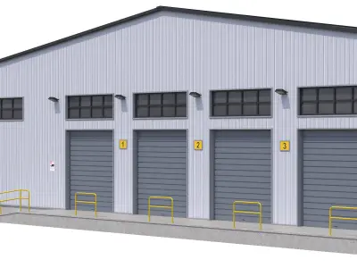 Industrial Building Low-poly 3D model 11