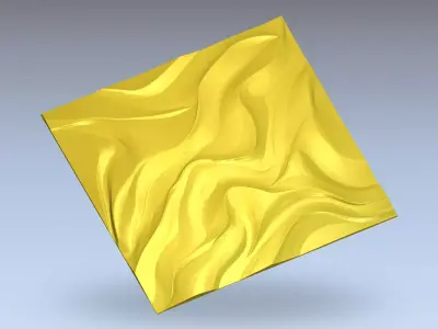 Modern Wave Relief Panel Wall Decor Set STL Mural CNC 367 3D model