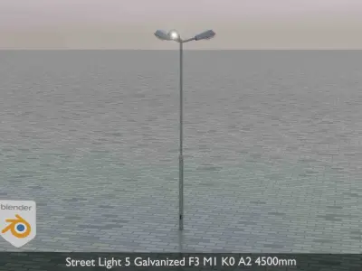 Street Light 5 Galvanized F3 M1 K0 A2 4500mm  Low-poly 3D model