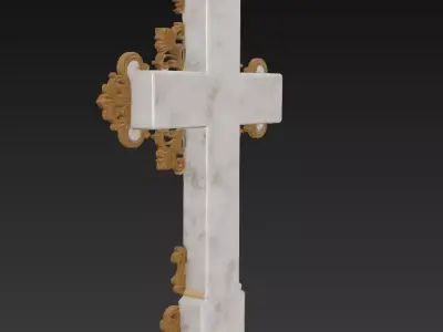 Heavenly Radiance Cross - Ornamental Gold and Marble Crucifix 3D print model
