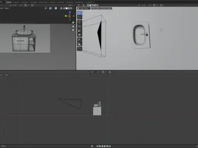 White modern basin on light wooden counter 3D model   3D model