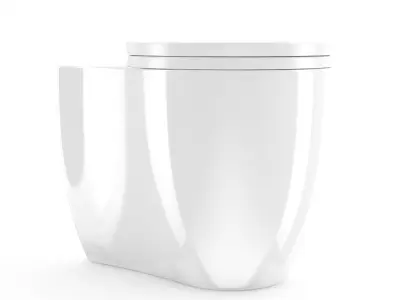 White Round Toilet Bowl 3D model