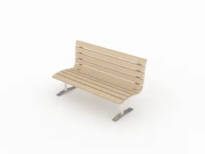 Wood and metal park bench 3D model