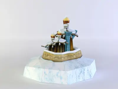 Blue orcs house Low-poly 3D model