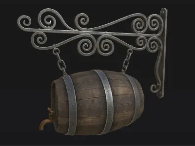 Medieval Tavern Sign Low-poly 3D model purchase