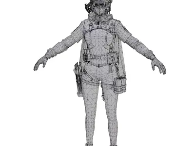 Female Warrior Low-poly 3D model get