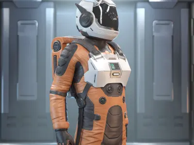 Sci-Fi Astronaut Low-Poly Game Character Low-poly 3D model