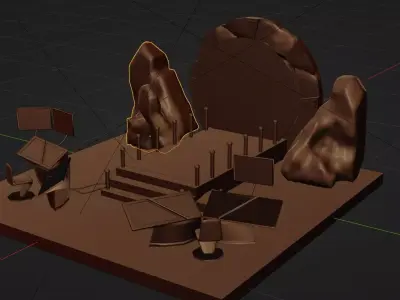 Stylized Sci Fi Portal Control Room  Game-Ready Environment  Low-poly 3D model