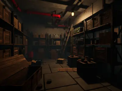 Modular Abandoned Shelter for Unity Low-poly 3D model