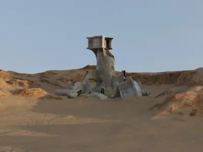 Jedi Outpost Destroyed Low-poly 3D model