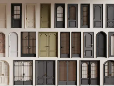 French door set 3D model