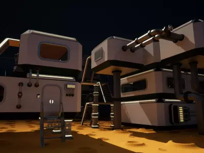 Sci-Fi Planetary Outpost - Modular Constructor low-poly stylized Low-poly 3D model