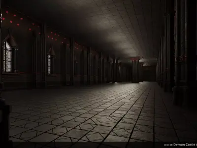 D Kit 00 Demon Castle Architecture Kit - Hall Kit Low-poly 3D model