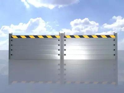 1-metre by 4-metre aluminium wall for flood protection Low-poly 3D model