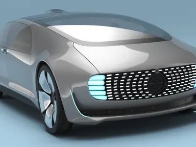  Futuristic Self Driving Concept Car Silver Rigged 