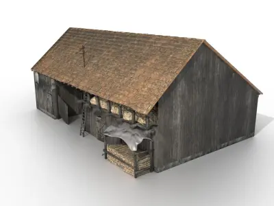 Old Shack 3DS max PBR  Low-poly 3D model