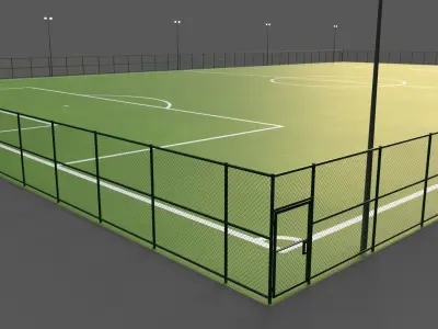 PBR Modular Outdoor Soccer and Football Field Low-poly 3D model