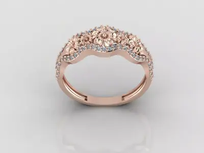 Women Ring Fancy Rings With Stone STL 3DM Render Printable 3D print model purchase