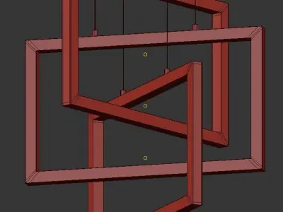 Cole 24 Wide Gold 3Light LED Pendant Light 3D model