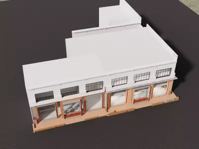 Modern Industrial Retail Facade Block 3D model