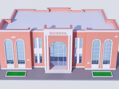 School cartoon Low-poly 3D model