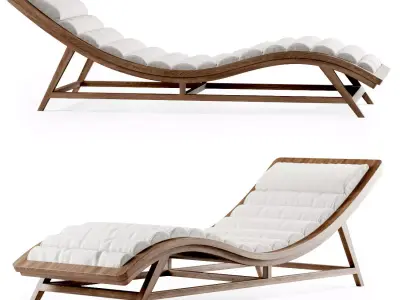 Wooden chaise lounge 3D model