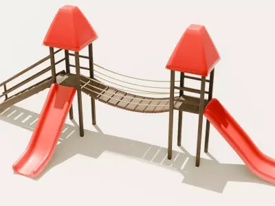 Playground castle with a slide Low-poly 3D model