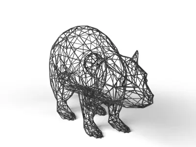 Mouse Wireframe Low-poly 3D model