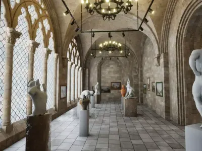 Museum Art Gallery Low-poly 3D model