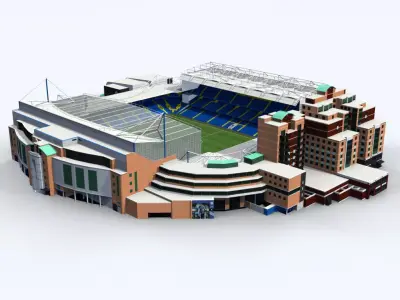 Stamford Bridge Stadium Low Poly Version Low-poly 3D model