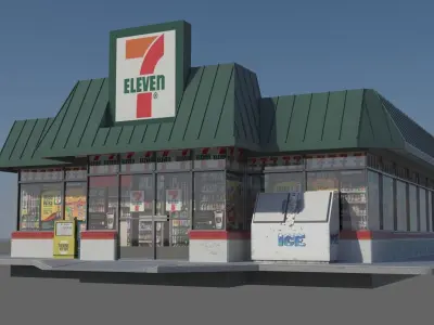 7-11 Convenience Store Exterior Model Low-poly 3D model