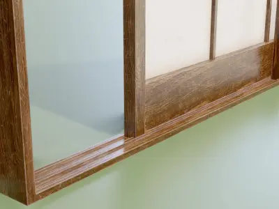 Japanese Shoji with basic design Low-poly 3D model