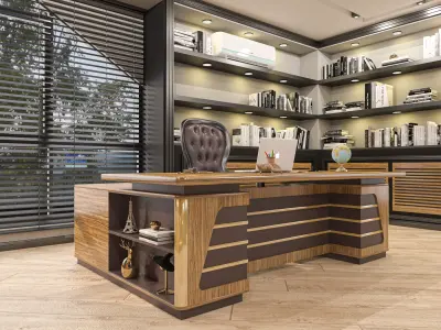 Executive Office Table 3D model  - Low Poly - Game Ready Low-poly 3D model