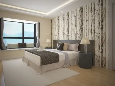 Modern Bedroom Interior scene 3D model 3D model