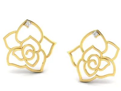 Gold Diamond Women Earring 3D print Model 3D print model 121
