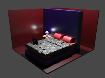 Bed Room Low-poly 3D model get