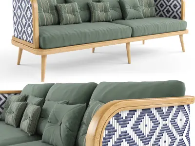 Wooden Rattan Furniture Collection modul5 3D Model Pack